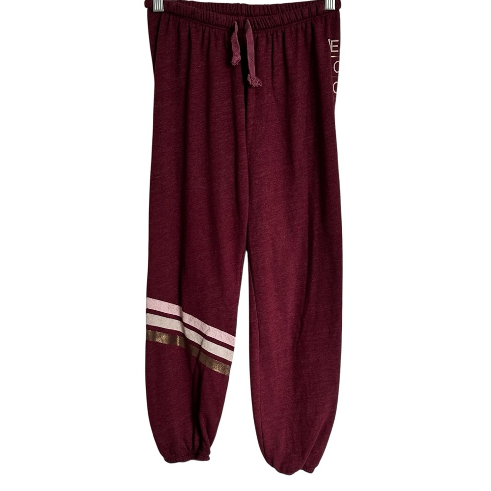 Spiritual Gangster Peace Love Yoga Sweats Maroon‎ Small